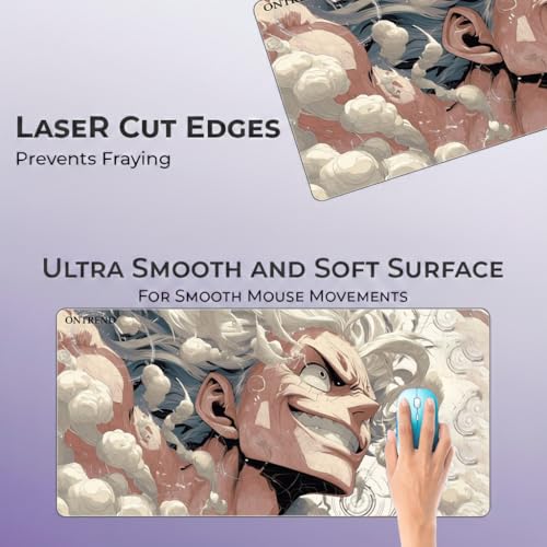 Image of ON TREND Anime Series Printed Mouse pad with Anti-fray Stitching, Waterproof Surface & Non-Slip Rubber Base Gaming Mouse Mat for Laptop, Computer & Desk (Large Extended -23x11 Inch) (Wanted)