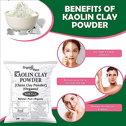 Image of Kaolin Clay Powder, Kaolin Powder for Skin Whitening Face Hair Acne, White Clay Powder, China Clay Powder, White Kaolin Clay for Skin Whitening Face Hair Acne, Light Kaolin Powder (Refill Pack) 900g