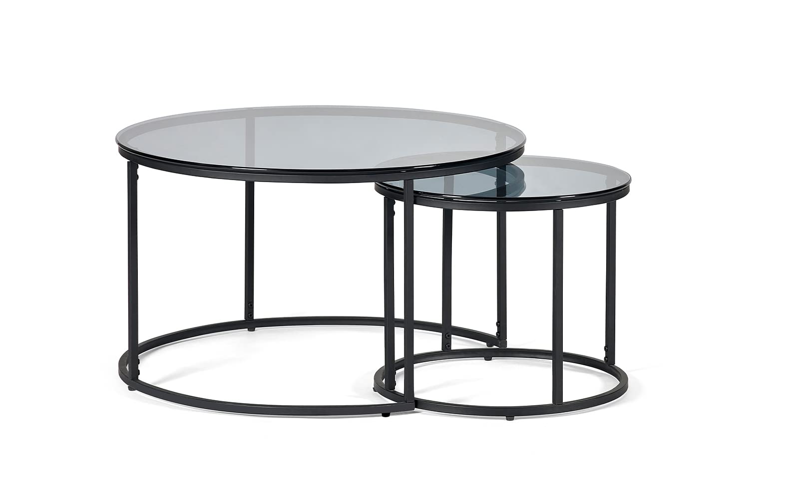 Julian Bowen Chicago Smoked Glass Round Nest Of Tables Set Of 2