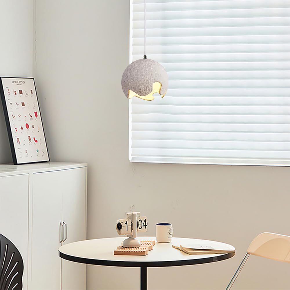 Lámparas de techo colgantes modernas Lámpara colgante de Resina para mesita de Noche, Isla de cocina, lámpara colgante de cúpula de 1 Luz para comedor, lámpara colgante Redonda Estilo Wabi Sabi