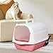 ＫＬＫＣＭＳ Hooded Cat Pet Fully Enclosed Cat Toilet Cat Litter Tray Kitten Potty, Handheld Pink