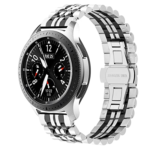 Kai Tian Bracelet Montre Compatible for Galaxy Watch 46mm Samsung Gear S3 Frontier Classic Acier Inoxydable 22mm Hommes Femmes Argenté Noir Cover