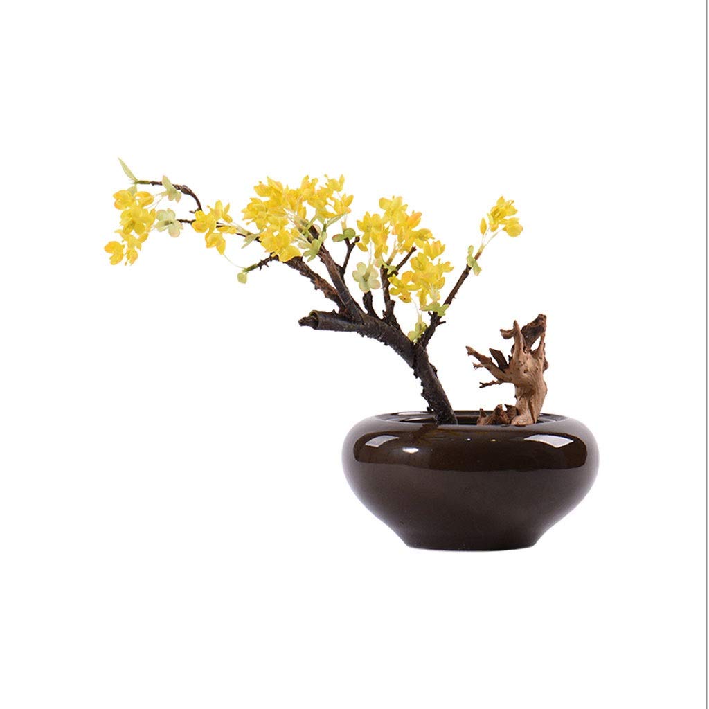 IUokLU Home Garden Chinese Zen Artificial Bonsai Root Carving Art, Hotel Villa Home, Artificial Fake Flower Pot