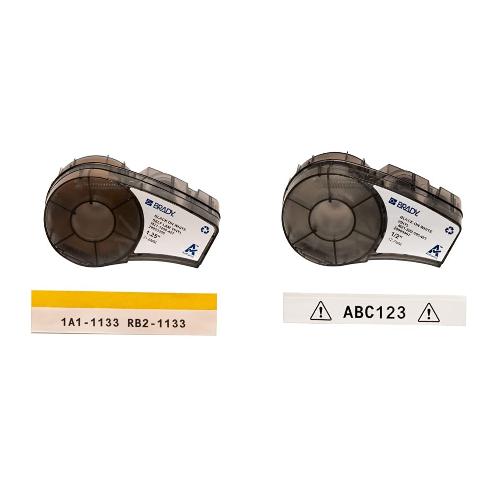 Brady Authentic Self-Laminating Wire Wrap (M21-1250-427) and All-Weather Vinyl Label (M21-500-595-WT) Bundle for Indoor/Outdoor ID and Equipment Labeling