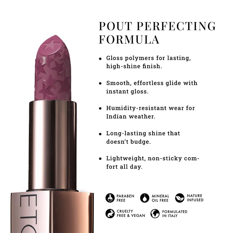 Image of Moisture Shine Satin Lipstick, Transfer-Proof, Festive Crush, 4g | Marula Oil, Moroccan Argan Oil, All-Day Wear, Glossy Shine, Rich Payoff, Ultra-Creamy, Hydrating, Vegan & Paraben Free