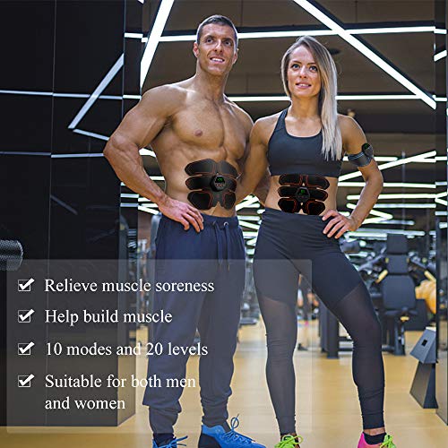 Abdominal Muscle EMS Abs Muscle Trainer with Digital LCD Display AB Toning Home Office Fitness Workout Abdomen Gym Equipment with 10 Modes & 20 Levels for Women Men Leg Arm Waist Hip