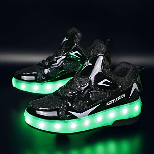 Ylllu Kids Led Usb Charging Roller Skate Shoes With Wheel Shoes Light Up Roller Shoes Rechargeable Roller Sneakers For Girls Boys Children（1.5 Little Kid thumb #12