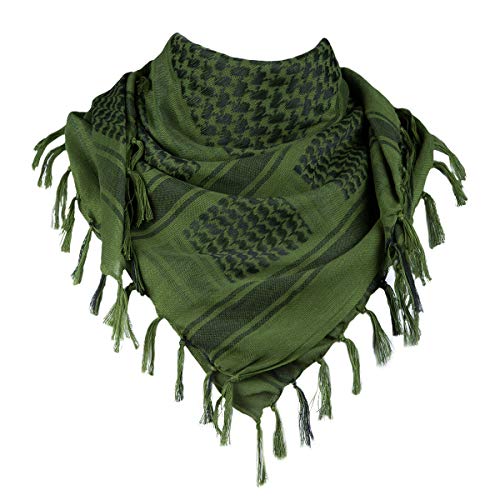 FREE SOLDIER Cachecol militar Shemagh Tactical Desert Keffiyeh cachecol de pescoço com cabeça cachecol árabe com borla 43 x 43 polegadas, verde