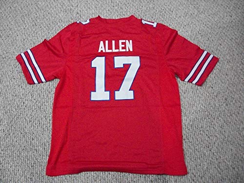 Josh Allen Jersey #17 Buffalo Custom Stitched Red Football Various Sizes New No Brand-Logos Size L