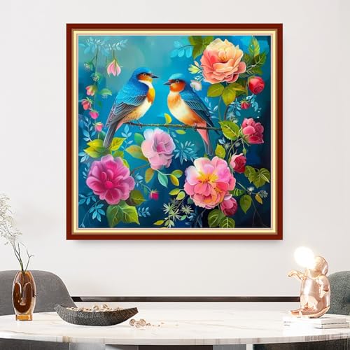 Image of Findvoor Stamped Cross Stitch Kits for Beginners Full Range of Cross Stitching Embroidery Pattern for Adults, 11CT DIY Needlepoint Embroidery Starter Kits-Lovely Bird Game 18x18 inch