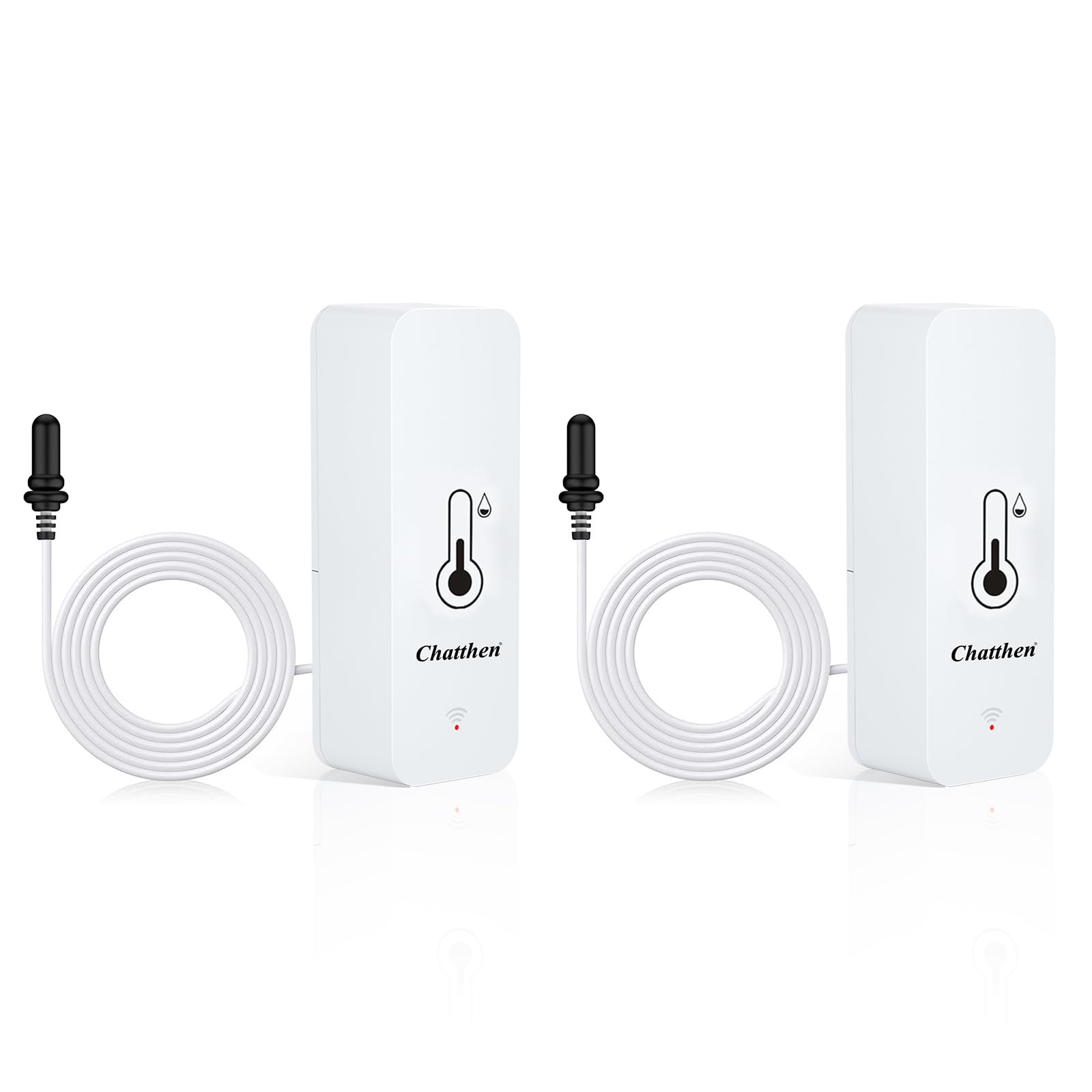 Sensore Temperatura Wifi, Igrometro Digitale Interno ed Esterno con Sonda Esterna, Termometro Frigorifero Meter App Monitor, Baby Room Termometro per Frigorifero, Acquario, Bianco 2 Pack