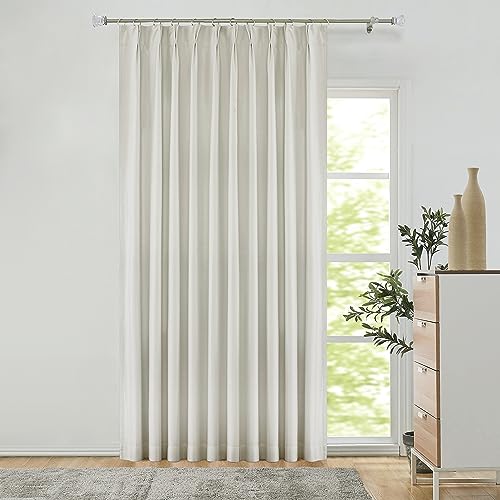 Ivory Pinch Pleat Full Blackout Window Curtain for Bedroom Living Room Luxury Silk Panels with Blackout Liner Backtab Thermal Weave Drapes with 12 Hooks (Ring not Include), 58"x102", 1 Panel by Central Park - Used condition - US$32.76