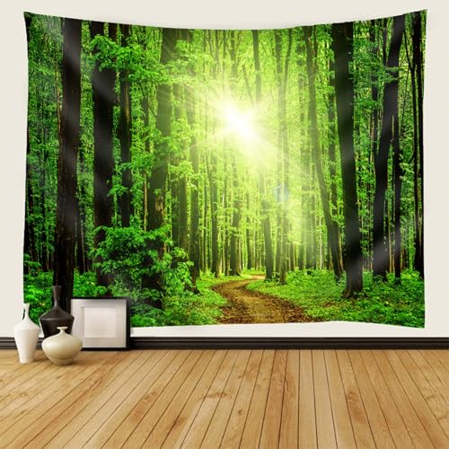 Tapiz de pared decorativo de sol y bosque para dormitorio infantil de 150x150 2