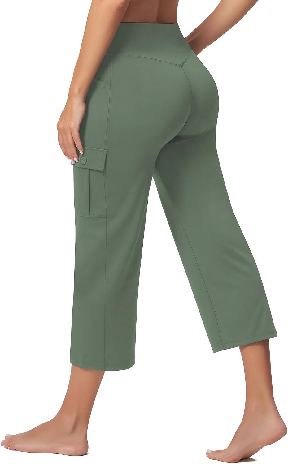 Casei Women's 21" Yoga Capris High Waisted with Pockets Cargo Capri Pants Straight Leg Casual Workout Travel Cropped Pants thumbnail