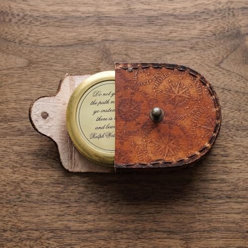 Solid Brass Compass with Leather Case – Engraved Quote “Do Not Go Where The Path May Lead” – Inspirational Gift for Men, Women, Graduates, Travelers, Retirement, Adventure Keepsake - Image 9