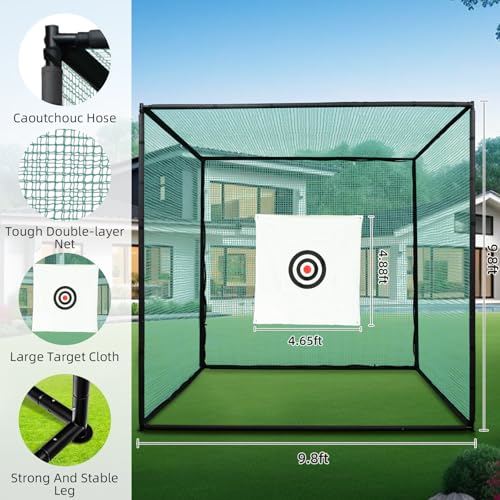 MOONACE Golf Net for Backyard Driving Real Balls, 10x10x10 Ft Golf Hitting Net for Garage,Indoor/Outdoor Practice Net