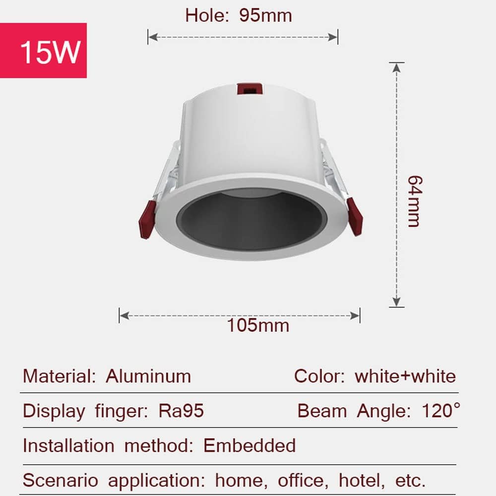 USMJQVZ Black Cup Aluminum LED Recessed Lighting Kit FixtureModern Round Recessed Ceiling Light Living Room LED Recessed Lights 3000K-6000K Selectable 3Pack