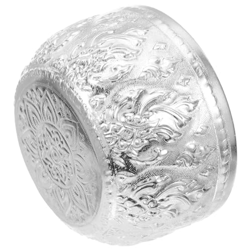 OSALADI Bol Thaï Traditionnel en Fer-Blanc Gaufré 10 CM – Vaisselle de Banquet Thaïlandaise Sculptée Bol Ethnique Polyvalent pour Salade Riz et Fruits Style Vintage pour Restaurant et