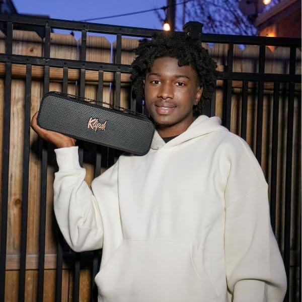 The Klipsch Detroit Portable Bluetooth Speaker with Dual 1" tweeters and 3" woofers, IP67 dust and Waterproof Rating, 20 Hours of Playtime for a Premium Live Concert Experience - Image 2