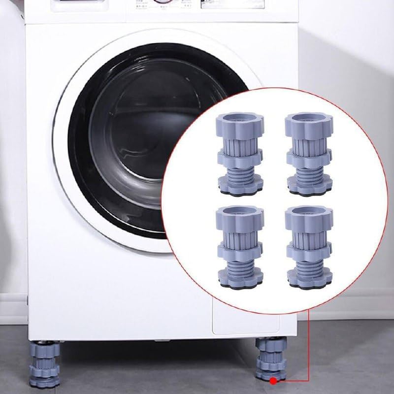 Washing Machine Vibration Control Pads - Adjustable Shock-Absorbing & Noise-Reducing Feet, Anti-Vibration Support for Washers, Height-Adjustable Pads for Refrigerators (Set of 4PCS)