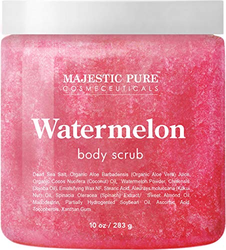 Majestic Pure Watermelon Body Scrub - Age Defying - Exfoliates, Hydrates, and Moisturizes Skin, 10 oz