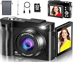 Macchina Fotografica Digitale, 4K 50MP Autofocus Videocamera 16X Zoom Con Schermo Ribaltabile a 180° Da 2,8", Ricaricabile Macchina Digitale Compatta con Scheda da 32GB, per Studenti Principianti