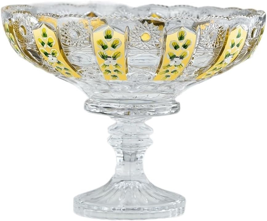 Genuine Gold Enamel European Crystal Glass Fruit Plate Living Room Bowl