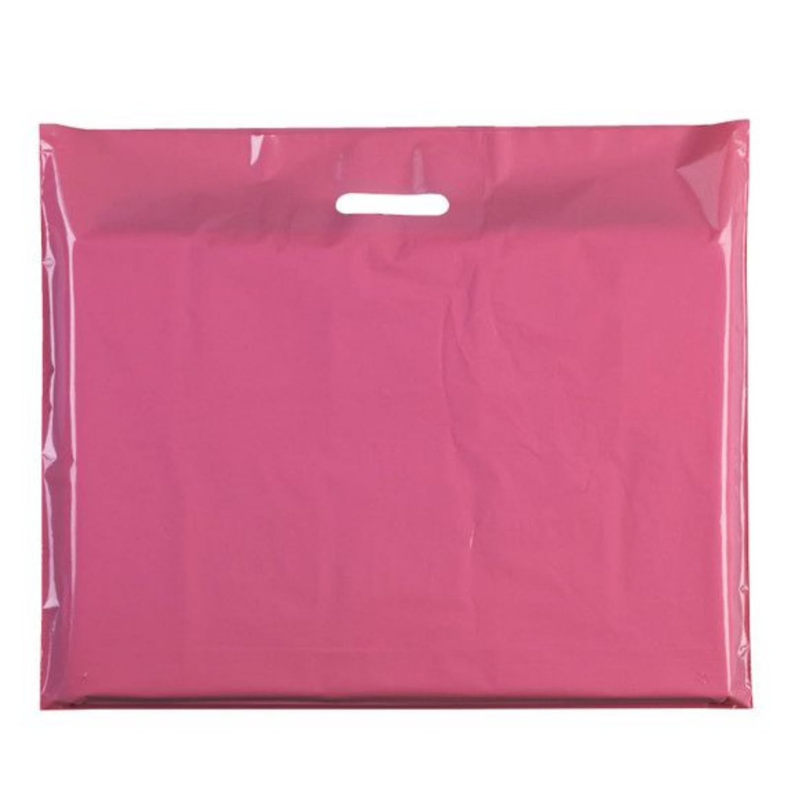 100X Plastic Plain Pink Carrier Bag 22"x18"+4(Large) - Modern Printed Strong Gift Shopping Bags