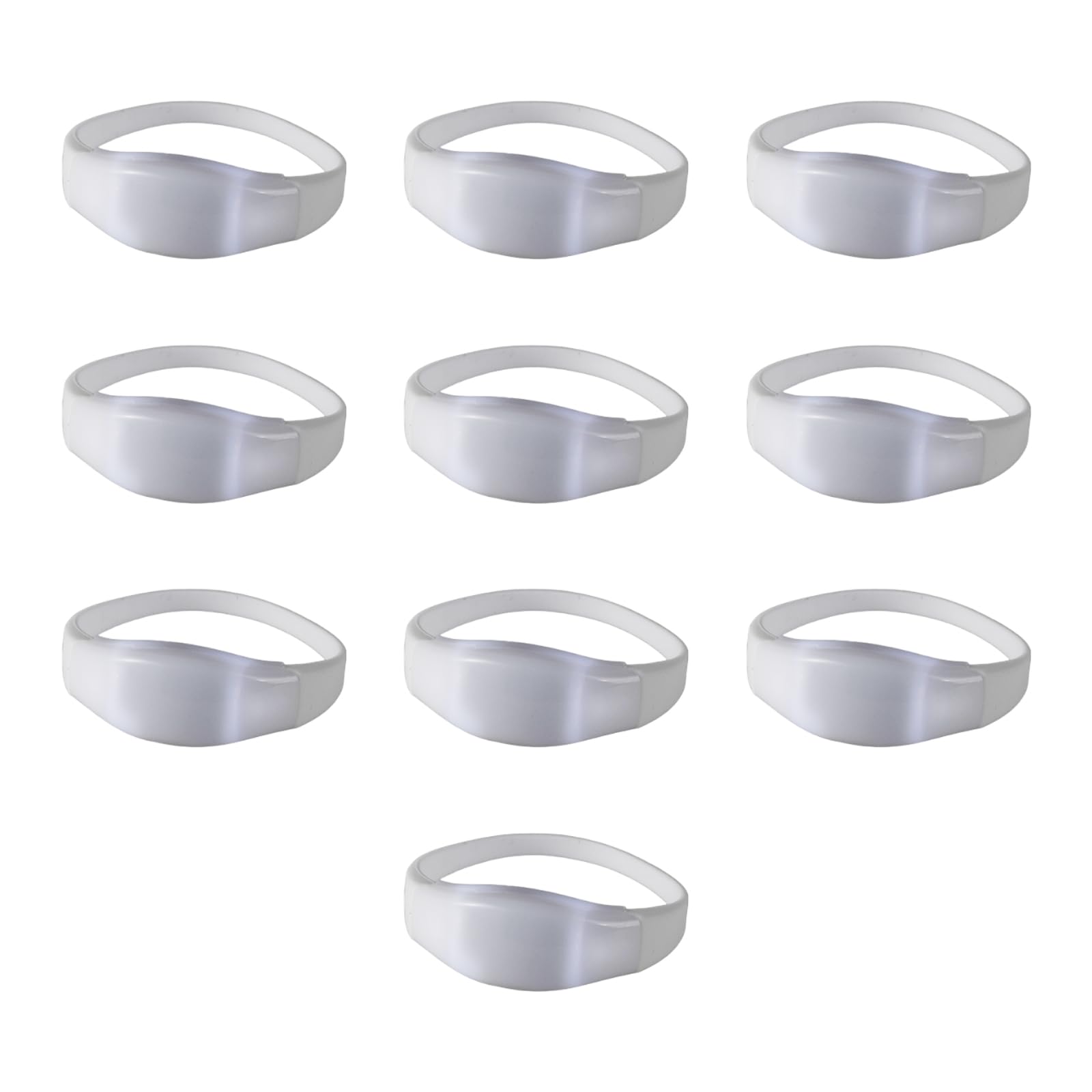 Uqezagpa Pack of 10 Voice Activated Glowing Bracelets Colorful Silicone Wristbands Flashing Light Up Bangles Accessory