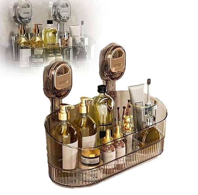 Pishengfa No-Drill Bathroom Suction Storage Box Large Capacity Strong Load-Bearing Glacier Pattern Suction Cup Shower Caddy Hanging Shower