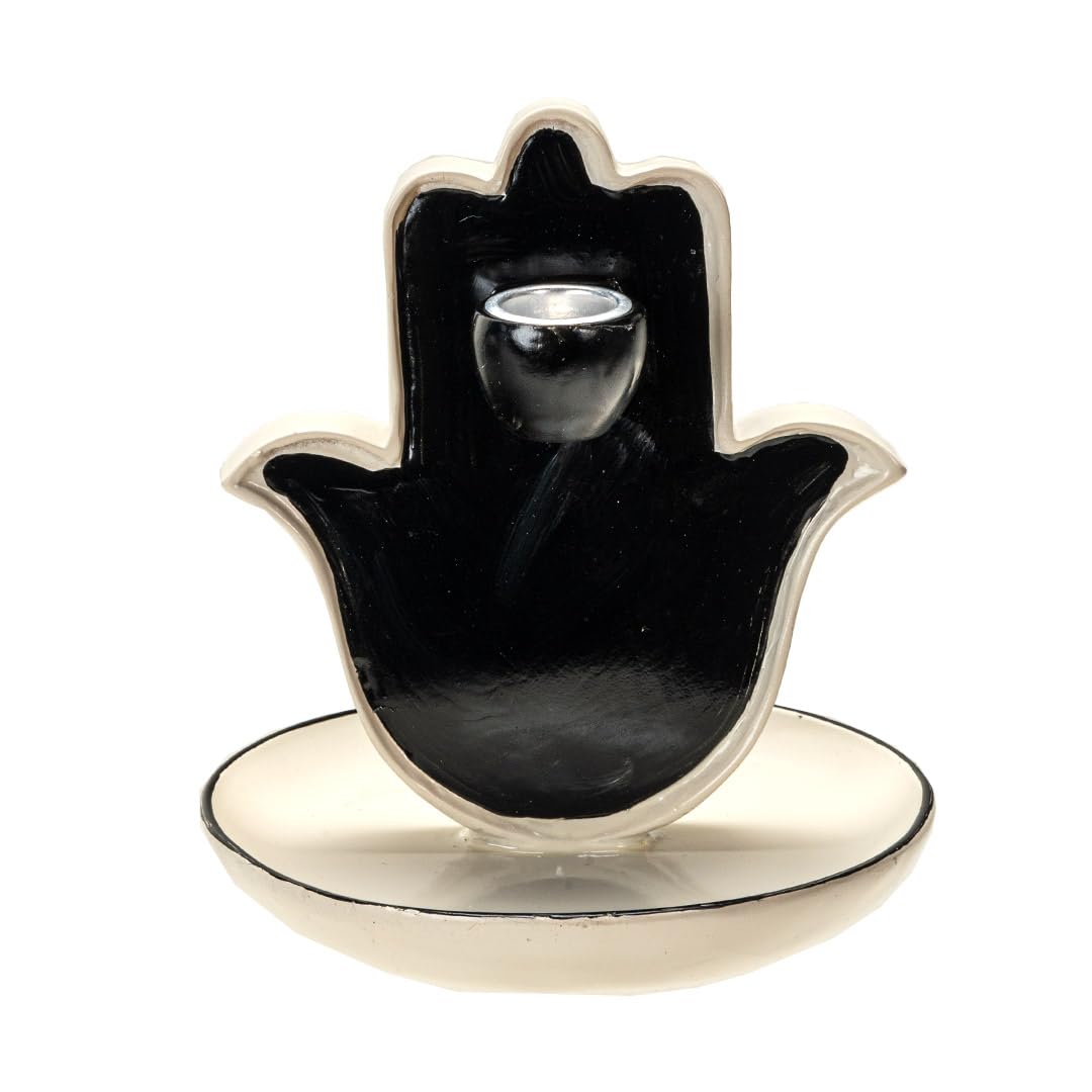 Pacific Giftware Hamsa Sanctuary - Bruciatore di incenso a riflusso, protezione spirituale con flusso di fumo ipnotizzante, decorazione decorativa per casa e interni