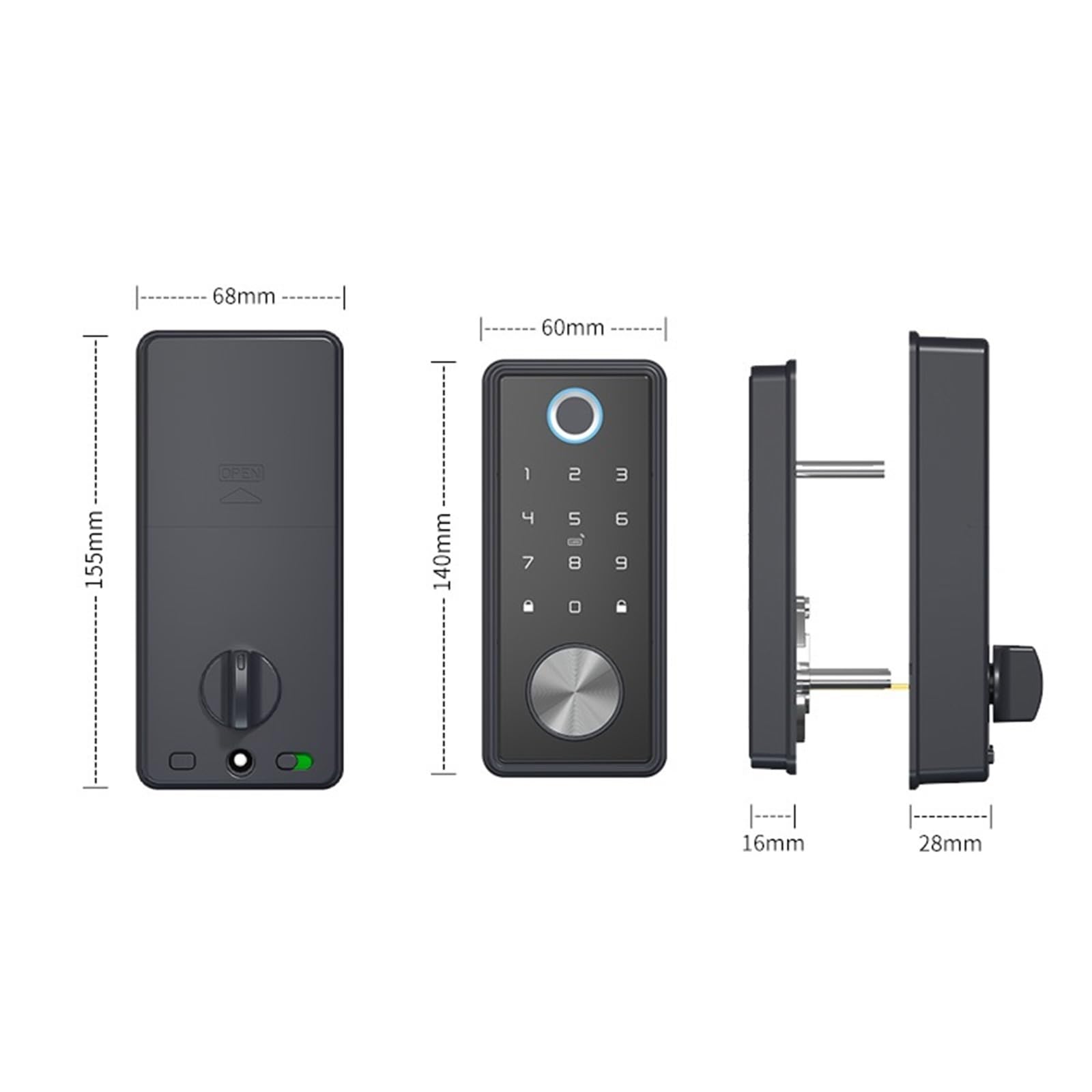 Maniglia della porta intelligente, Serratura for impronte digitali Smart Home Cerradura Inteligente Wifi Serratura elettronica con catenaccio biometrico(Silver)