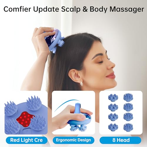 Image of COMFIER Cordless Scalp Massager Hair Growth with 3 kneading Modes,Waterproof Head Massage with 8 Claws for Deep Cleansing,Body Cat Head Scratcher,Gift for Women