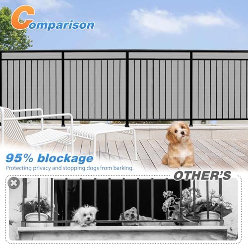 TANG 3' x 12' Balcony Privacy Screen Fence for Apartment Deck Railing, 200GSM Heavy Duty Block Outdoor Privacy Fencing Cover for Patio Porch Backyard Screens, Gray - 1