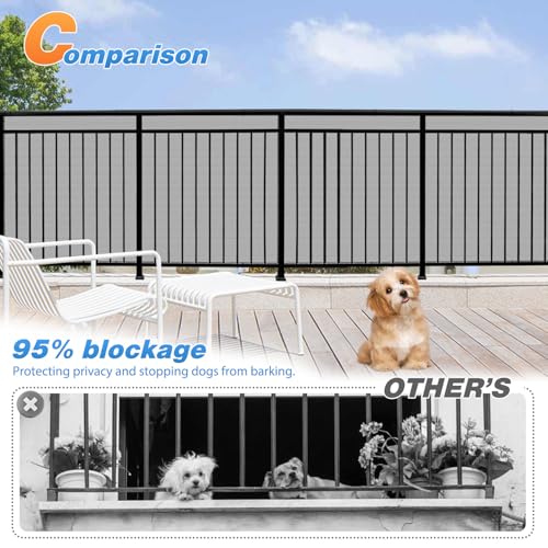 TANG 3' x 12' Balcony Privacy Screen Fence for Apartment Deck Railing, 200GSM Heavy Duty Block Outdoor Privacy Fencing Cover for Patio Porch Backyard Screens, Gray