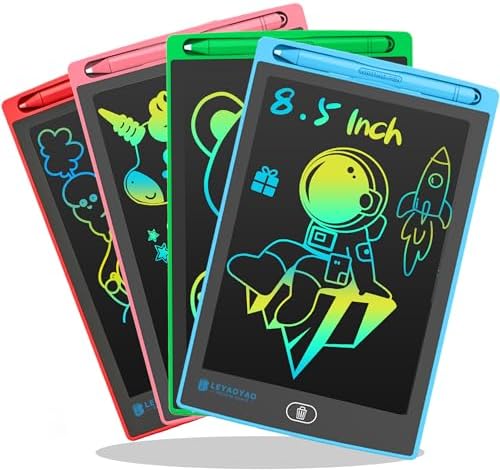 4er-Pack LCD-Schreibtafel für Kinder, 8,5 Zoll, Grün+Rot+Rosa+Blau | Bunter Bildschirm, Zeichentafel zum Kritzeln, Lernspielzeug, Für Mädchen und Jungen 3-7 Jahre