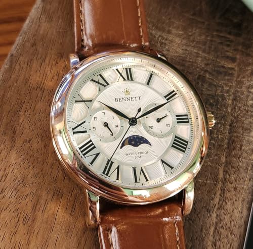 Image of Bennett Celest Limited Edition Men's Watch with Japanese Quartz Movement | Sun & Moon Phase | Premium Analog Dress Watch | Classy Watches for Men