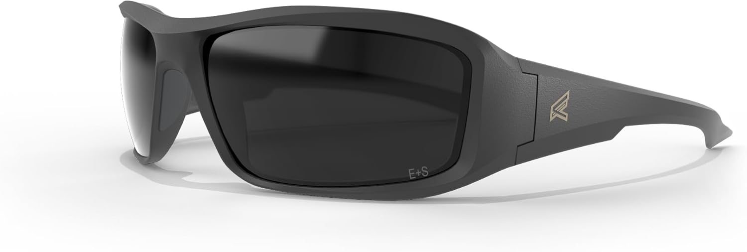 EDGE Brazeau Safety Glasses, Polarized Lenses, Non-Slip, Impact/Scratch Resistant, 99.9% UV Protect, ANSI Z87 Rated (Black, Polarized Smoke Vapor Shield)