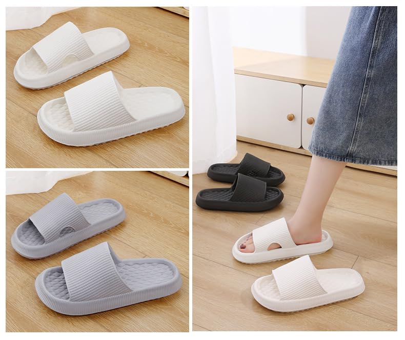 Pillow Slippers for Women and Men Non Slip Quick Drying Shower Slides Bathroom Sandals ，Ultra Cushion ，Thick Sole（Size：40-41，Pink） 023