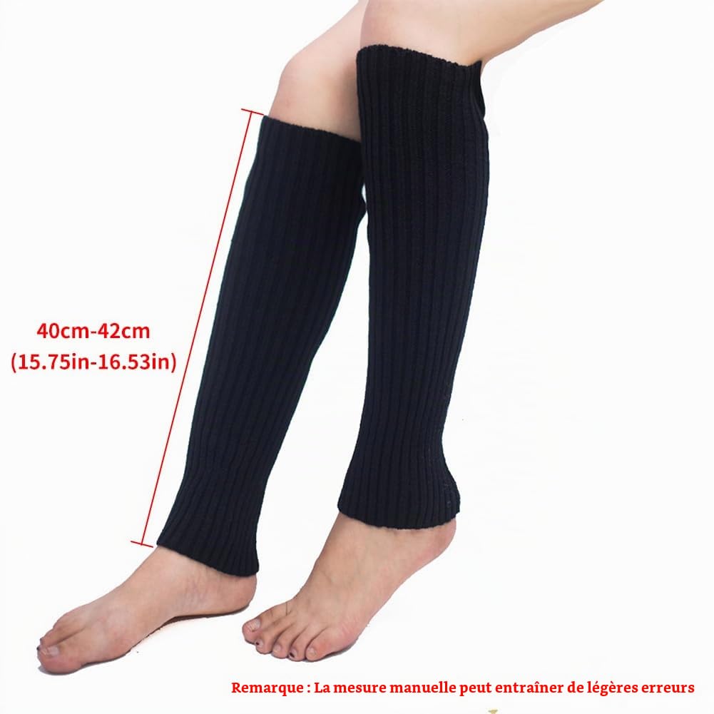 Comioke Jambière Femmes, 1 Paire Leg Warmers, Jambières Tricotées Automne et Hiver, Knit Chaussettes Boot pour Femmes, Jambières Chaudes, Guetre Femme, Jambière Guêtres, Noir