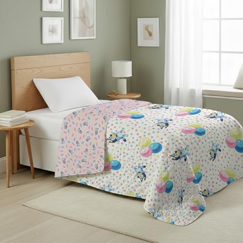 Image of Northwest Bluey Balloon Celebration Quilted Throw Blanket - Official Cartoon Throw Blanket Featuring Bluey, for Adults Boys Girls Bed, Couch, or Playroom, 60 x 80 Inches