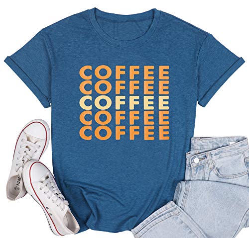 Coffee T Shirts Women Coffee Coffee Coffee Letter Print T Shirts Cute Graphic Tshirt Tee Top with Funny Sayings