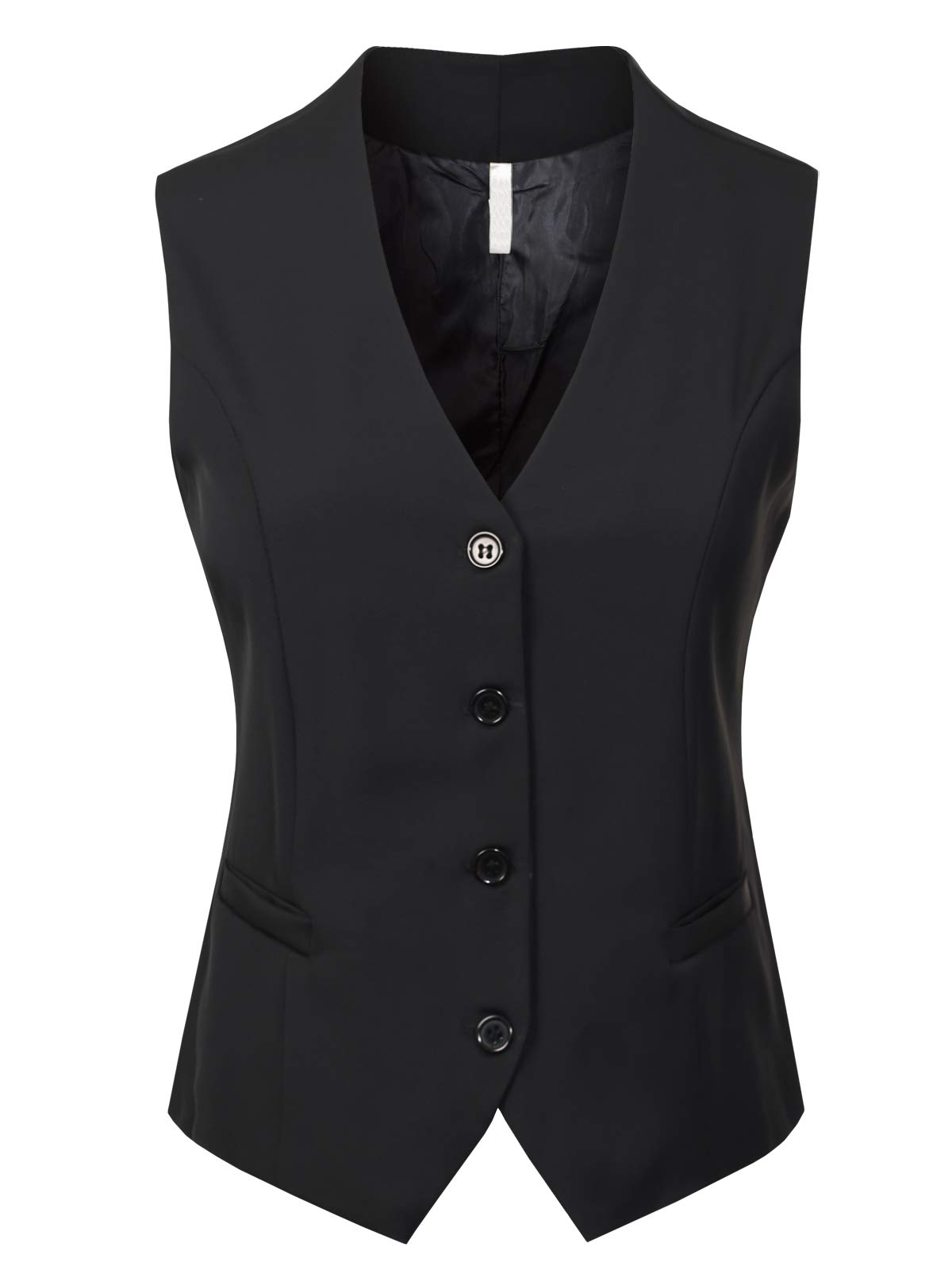 Women's Fully Lined Button Up V-Neck Tuxedo Suit Vest Waistcoat
