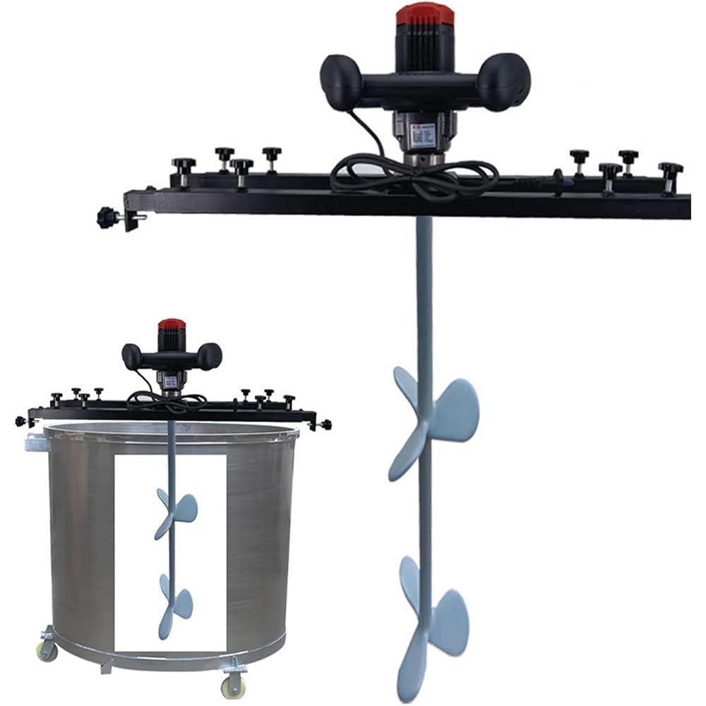 IBC - Agitador eléctrico de 1 tonelada, mezclador de tanque de 3280 W con colgador de soporte, hélice plegable, telescópica de 65 a 125 cm para mezcla de tinta y líquido viscoso