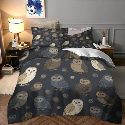 Housse de couette hibou microfibre résistante King 220x240 - 6
