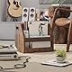 YMYNY Holz Record Aufbewahrungshalter, Vinyl Album Box Kiste mit Griff, Buch Regal Desktop Organizer Trapezoid LP Record für Ordner, Bücher, Fotoalben, Rustikal Braun, 38×29×29CM HCD001H