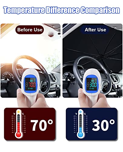 Car Windshield Sun Shade Umbrella, Foldable Car Umbrella Sunshade Cover Uv Block For Car Front Window, Heat Insulation Auto Windshield Reflector Covers For Trucks Suv Vans (Large)… #TOP3