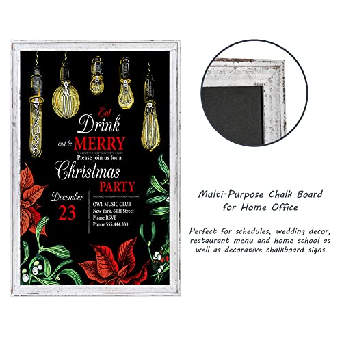 Chalkboard Black Board 36 x 24 Inches, Non-Magnetic Rustic White Framed for Home, Restaurant Menu and Wedding