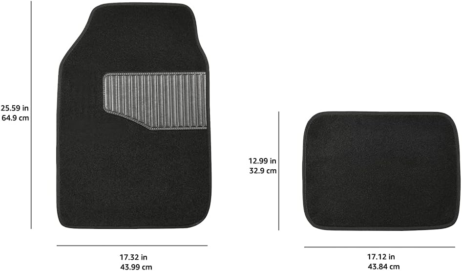 Amazon Basics Universal Fit All-Weather Heavy-Duty Carpet Floor Mats Cars, 4-Piece, 25.59 x 43.99 in, Black