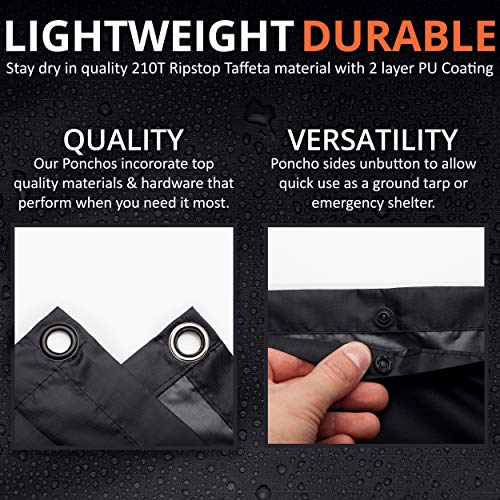 Image of Arcturus Rain Ponchos | Adjustable Hood | Waterproof Ripstop Nylon | Great for Hunting, Fishing & Camping